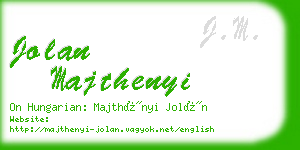 jolan majthenyi business card